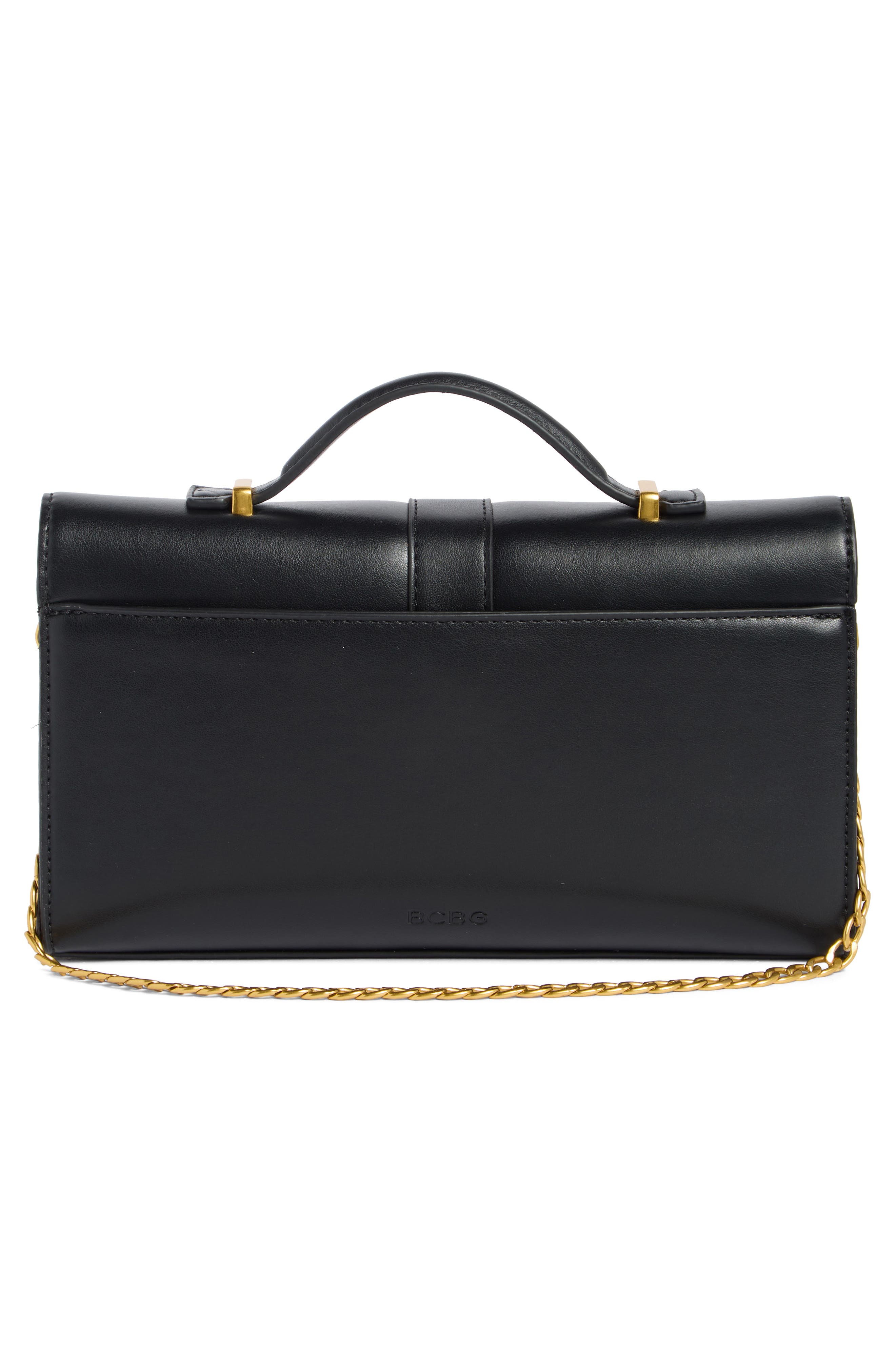 BCBG Double Bar Shoulder Clutch, Alternate, color, Black