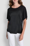 DKNY Mixed Media Satin Top