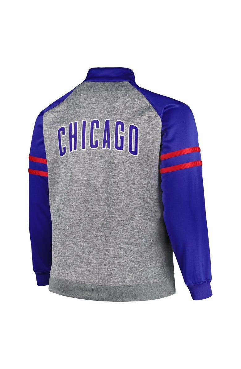 PROFILE Men's Royal/Heather Gray Chicago Cubs Big & Tall Raglan Full-Zip Track Jacket, Alternate, color, 