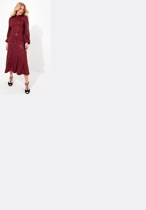 A Line Sequin Midi Dress
