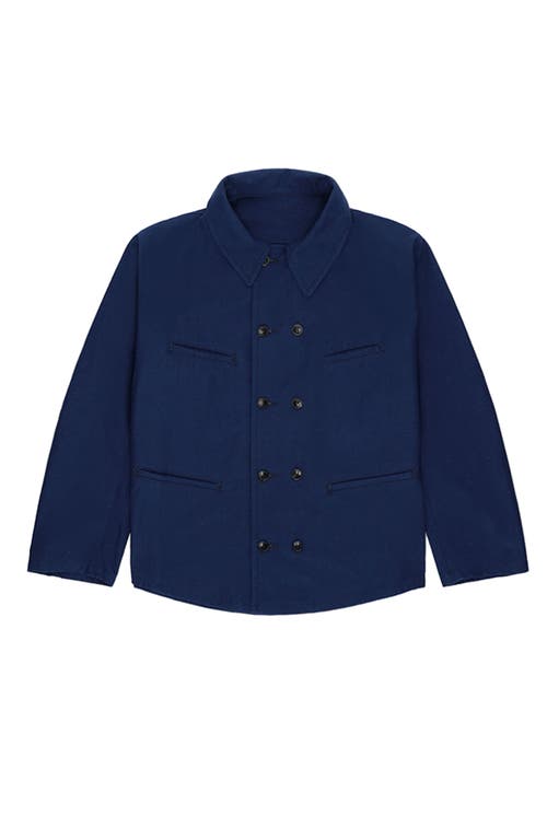 Fortela Perno Double-breasted Slub Cotton Jacket In Blue