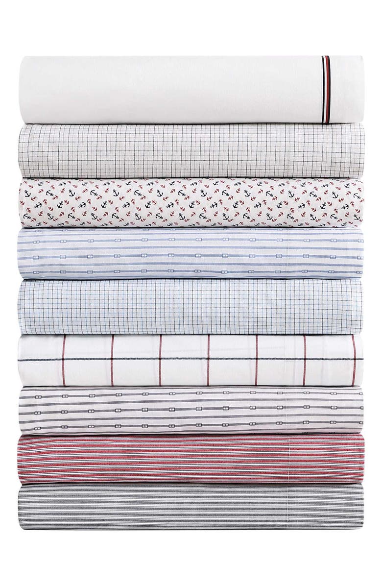 Tommy Hilfiger Atlantic Anchors Cotton Percale Sheet Set, Alternate, color, Red