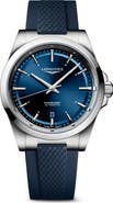 Longines Conquest Blue Automatic Rubber Strap Watch, 41mm