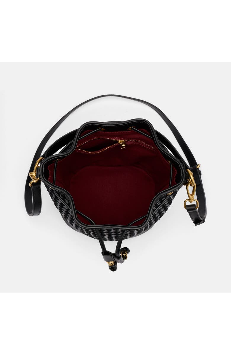 MARC NOLAN Nora Leather Bucket Bag, Alternate, color, Black Woven