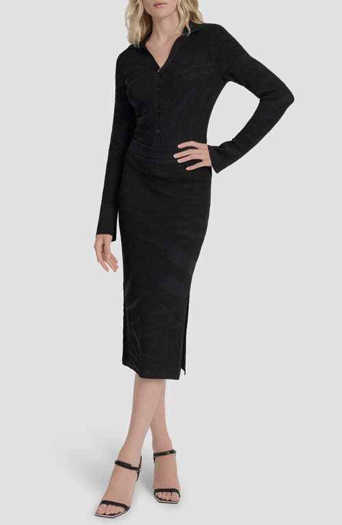 Dkny Zebra Stripe Knit Pencil Skirt In Black