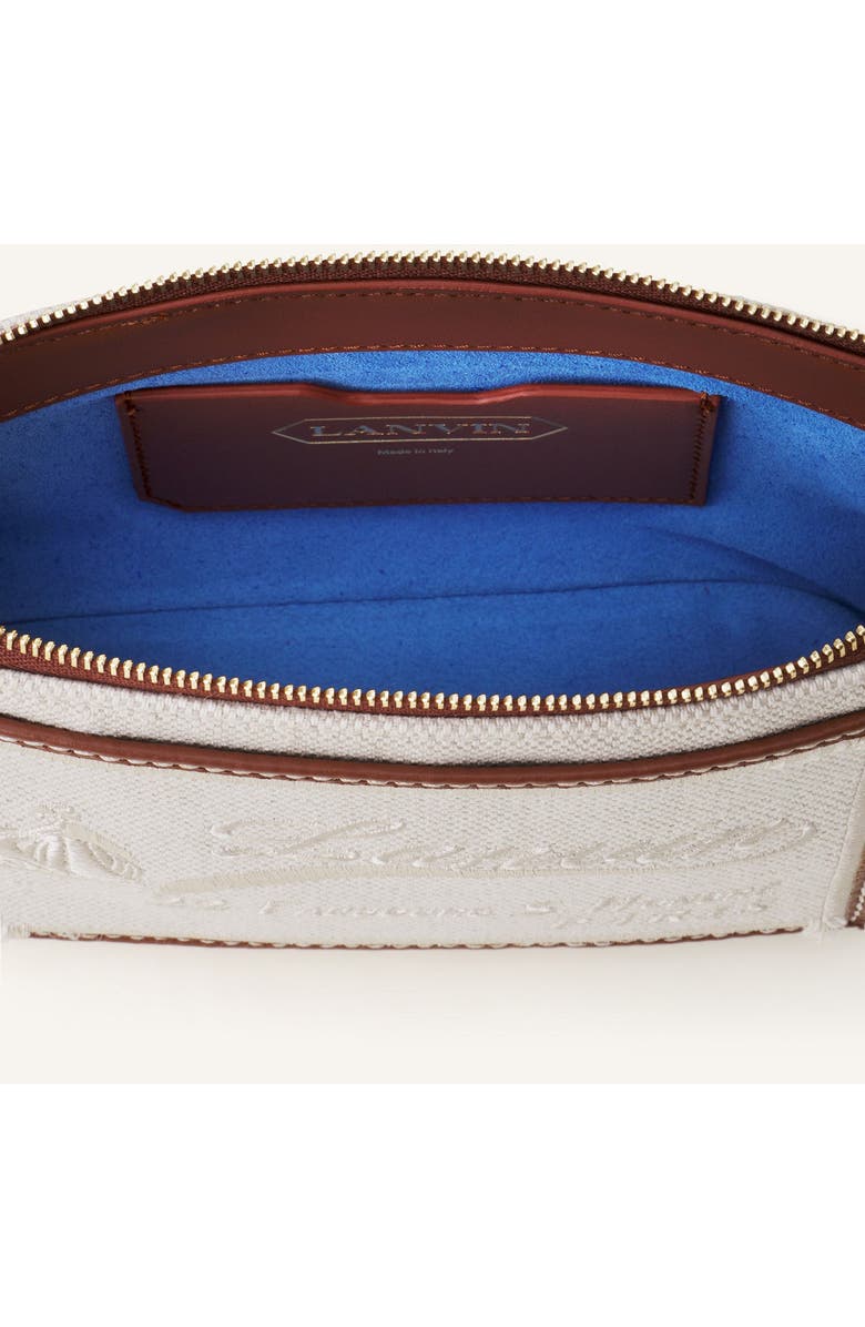 Lanvin Compagnon Small Zipped Sholder Bag In Canvas, Alternate, color, Ecru/Cognac