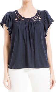MAX STUDIO Open Stitch Crinkle Top
