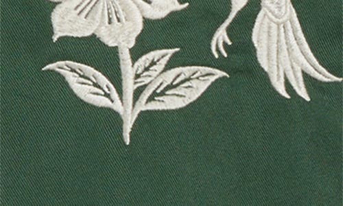 Pacsun Floral Appliqué Lyocell Camp Shirt In Green