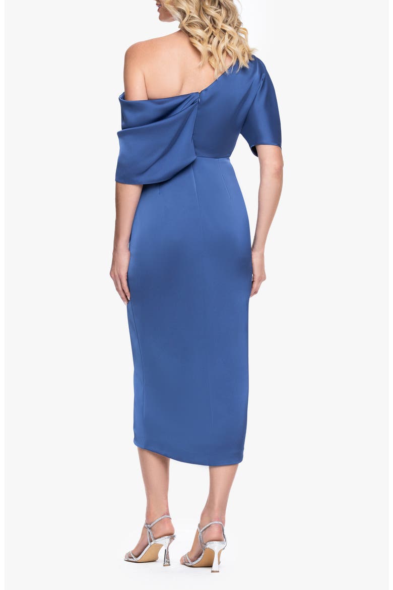 One-Shoulder Satin Cocktail Tulip Dress, Alternate, color, SLATE