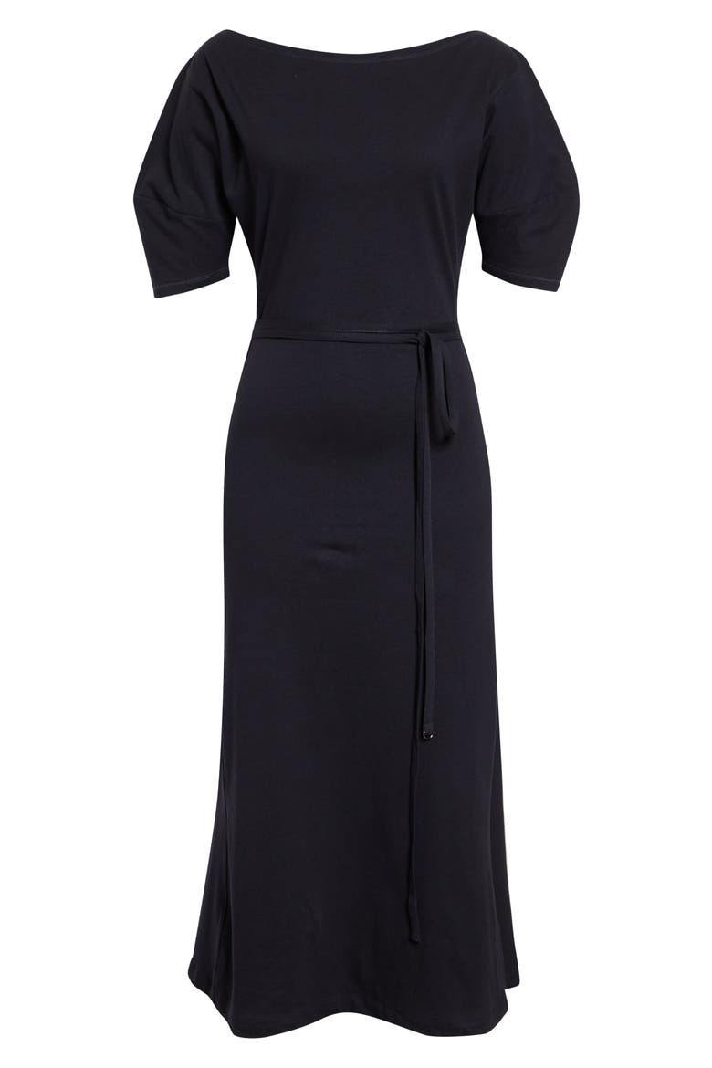 Off the Shoulder Cotton & Linen Jersey Midi Dress, Alternate, color, URCHIN