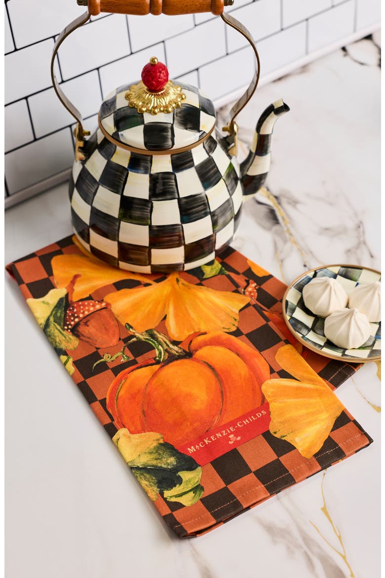 Checked Pumpkin Harvest Dish Towel, Alternate, color, ORANGE