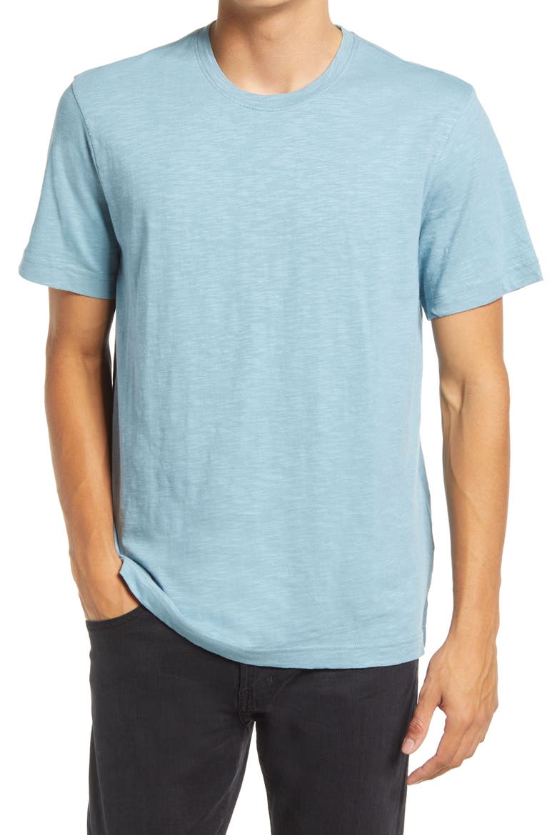 Crewneck Cotton Slub Jersey T-Shirt, Main, color, BLUE SMOKE