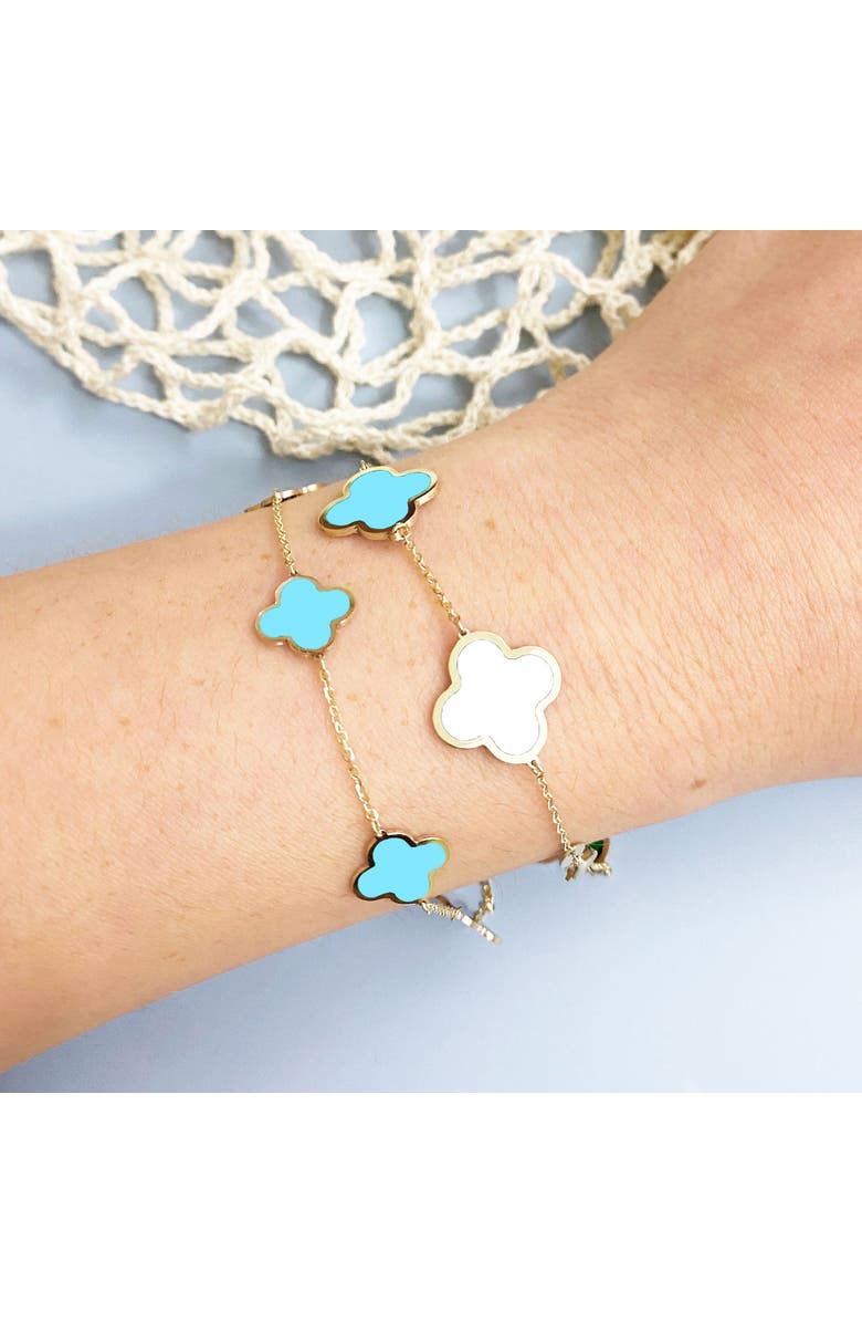 The Lovery Fine Jewelry Large Blue Mixed Clover Bracelet, Alternate, color, Blue Mixed