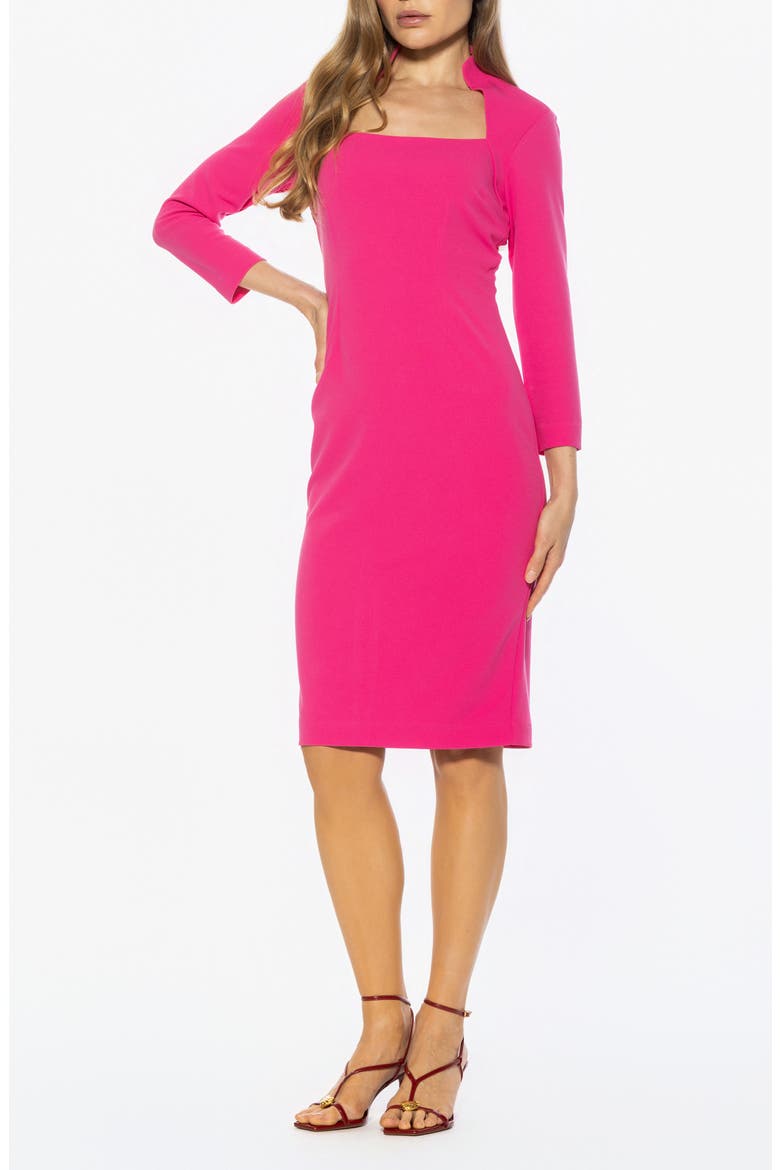 Marais Neck Midi Sheath Dress, Main, color, HOT PINK