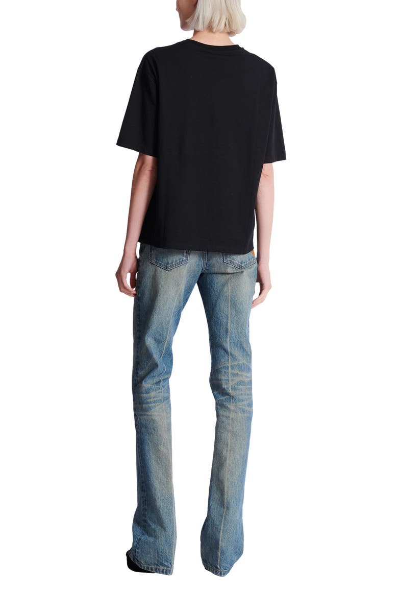 Balmain Boxy T-shirt with Balmain Paris Brush print, Alternate, color, Black