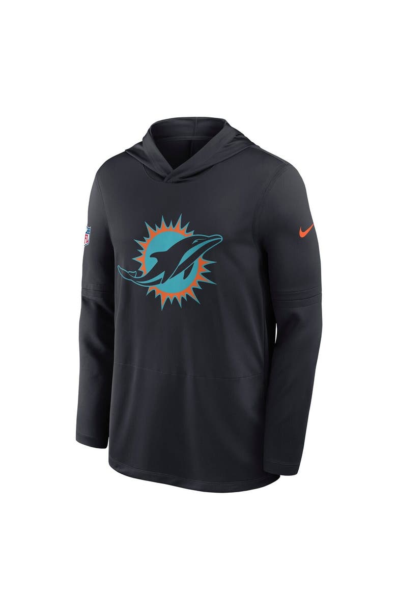 Nike Men's Nike Pitch Blue Miami Dolphins 2025 Rivalries Collection Sideline Dri-FIT Long Sleeve Hoodie T-Shirt, Alternate, color, Navy