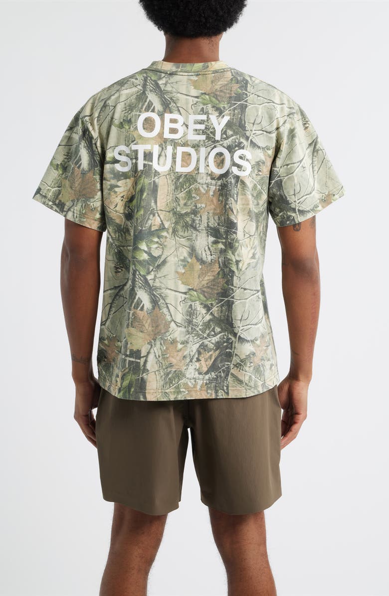 Obey Pit Forest Camo Cotton T-Shirt, Alternate, color, Leaf Camo