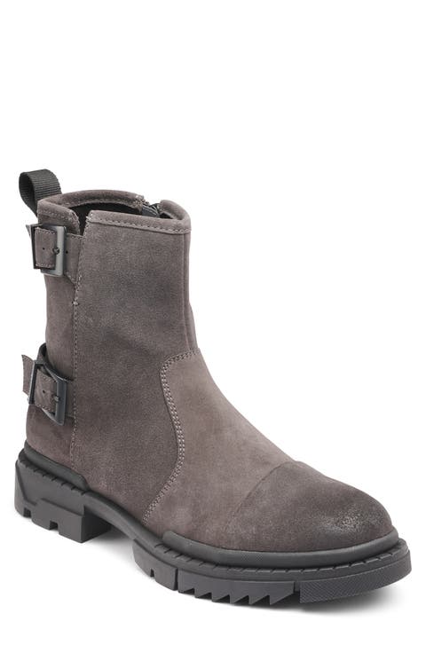 Double Buckle Suede Engineer Boot (Men)