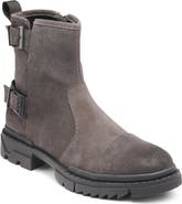 KARL LAGERFELD PARIS Double Buckle Suede Engineer Boot