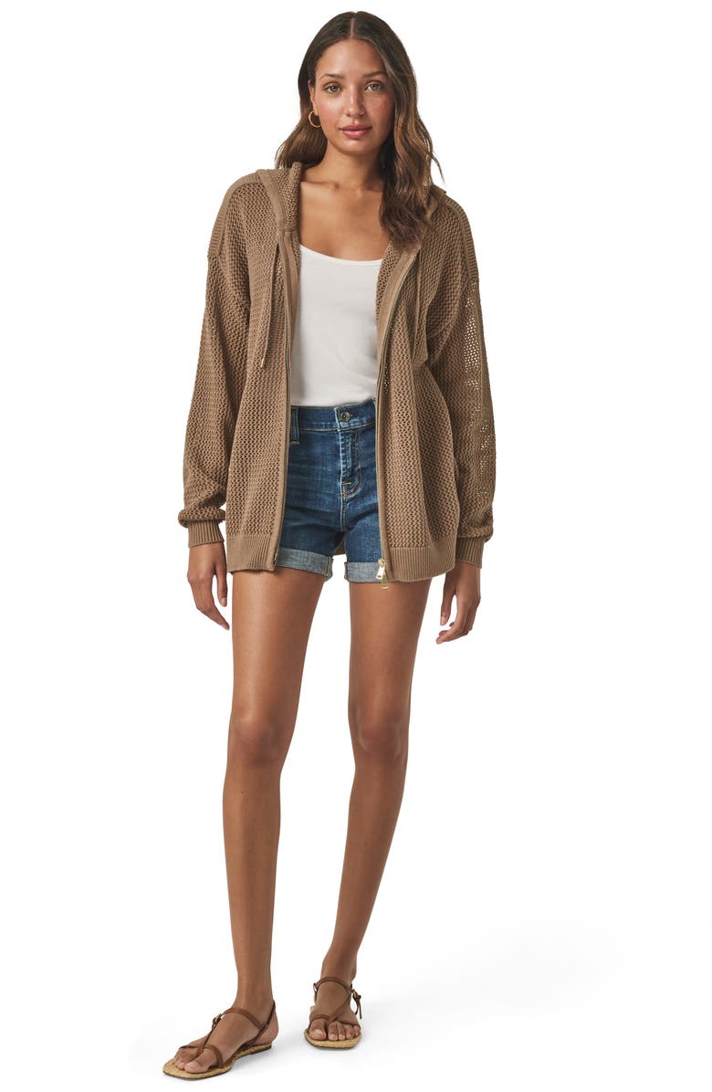 Splendid Nala Openwork Cotton Zip Hoodie, Alternate, color, 