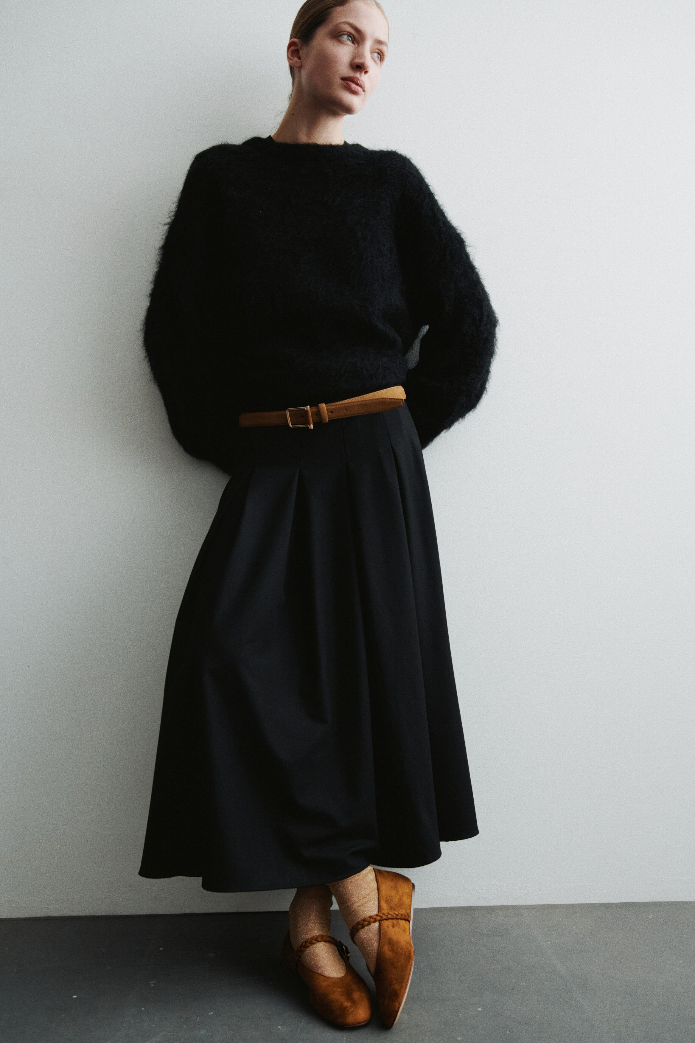 H&M Mary Jane Ballet Flats, Alternate, color, Brown