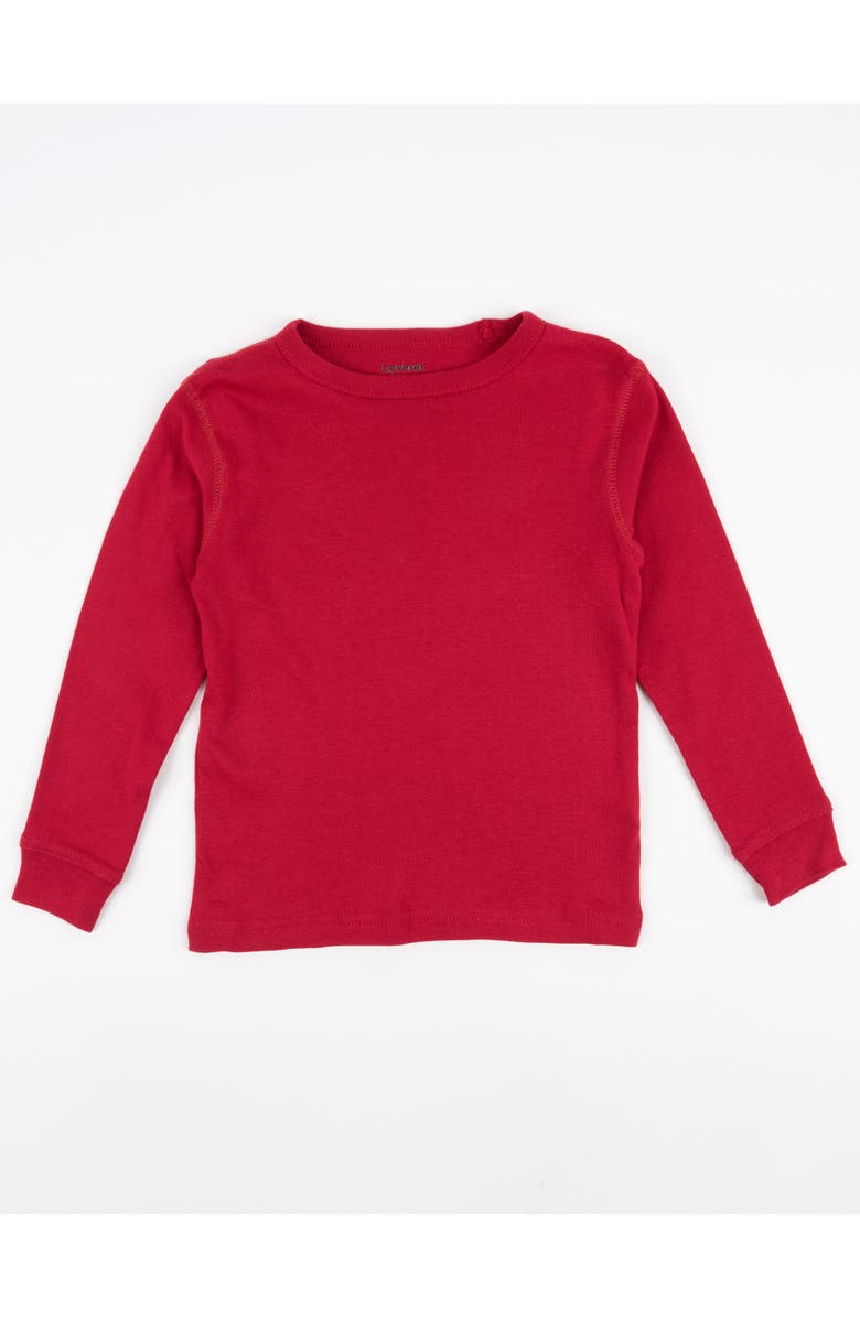 Leveret Kids Long Sleeve T-Shirt, 100% Cotton, Solid Colors, Main, color, Red