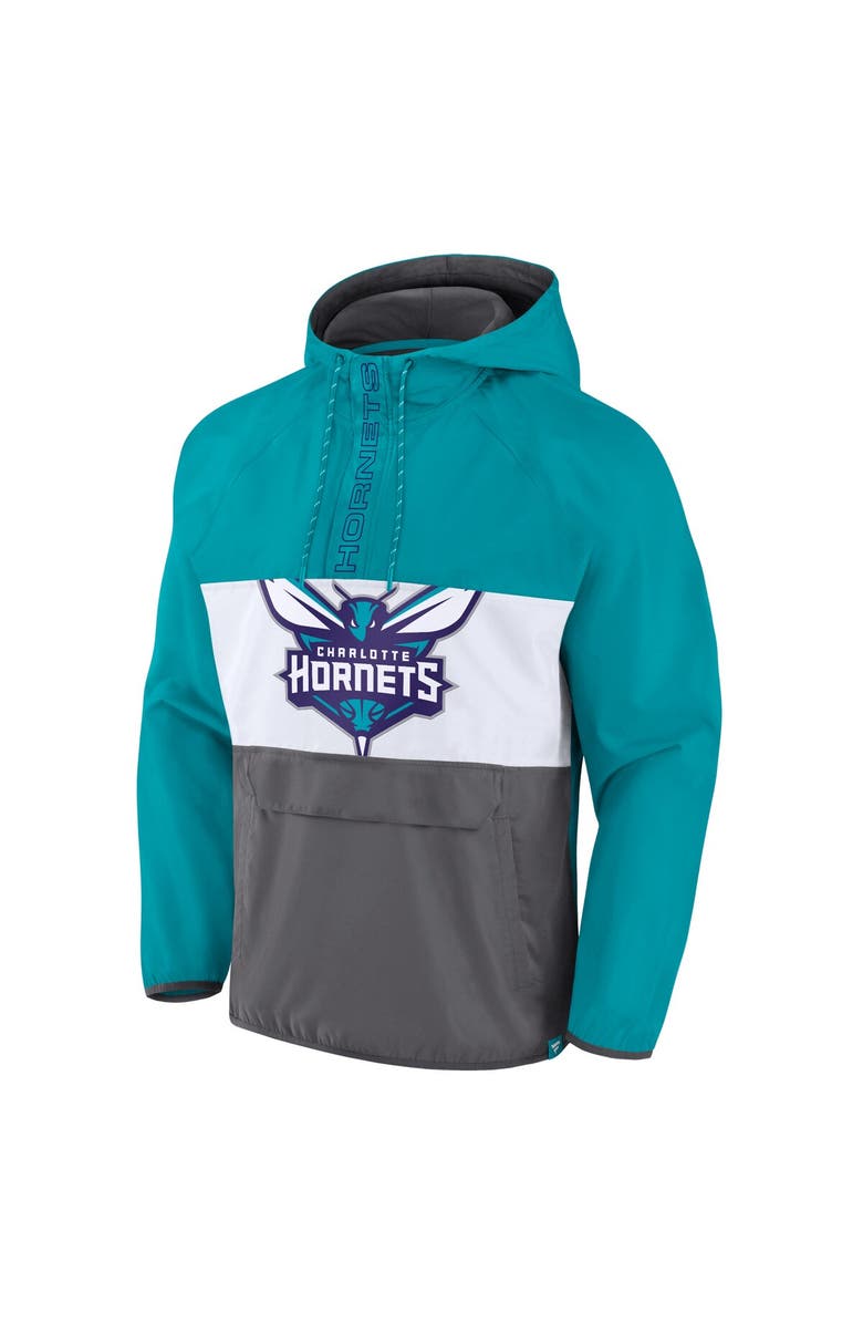 FANATICS Men's Fanatics Branded Teal/Gray Charlotte Hornets Anorak Flagrant Foul Color-Block Raglan Hoodie Half-Zip Jacket, Alternate, color, Teal