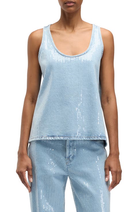 Sequin Denim Tank