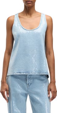 7 For All Mankind Sequin Denim Tank