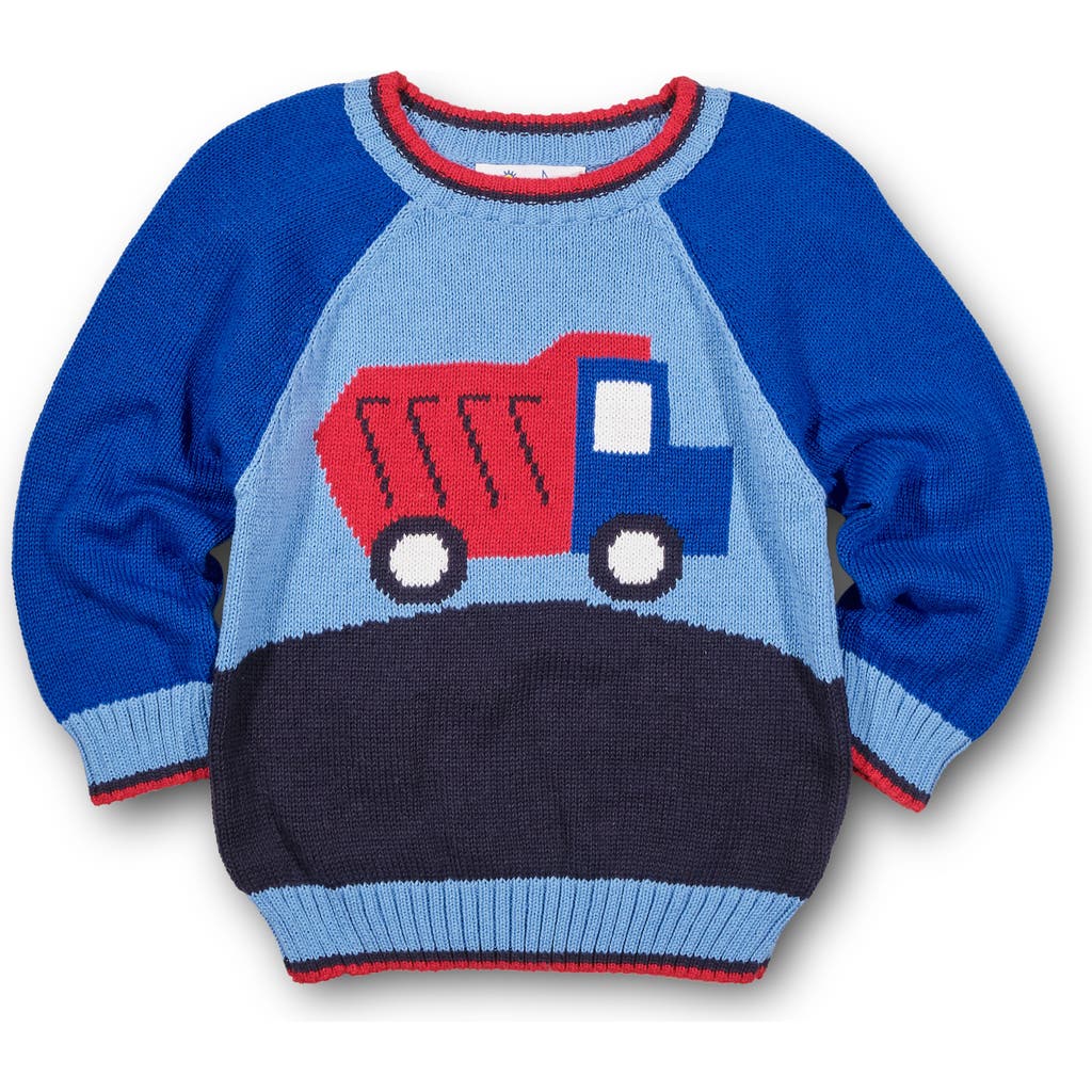 Florence Eiseman Sweater With Dump Truck In Blue