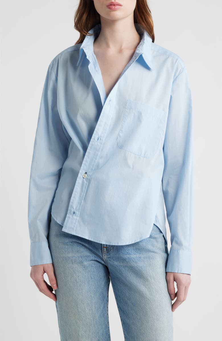 CISSA Relaxed Button-Up Wrap Shirt, Alternate, color, Sky Blue