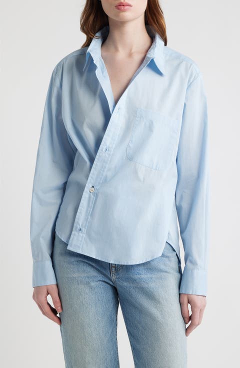 Relaxed Button-Up Wrap Shirt