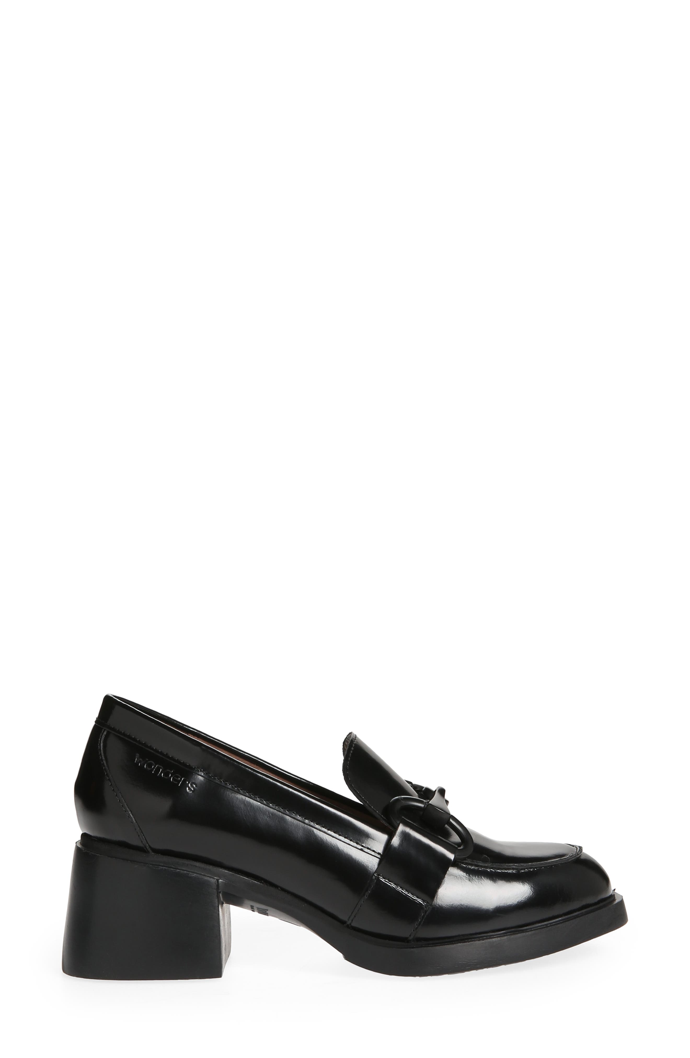Wonders Block Heel Bit Loafer, Alternate, color, Black