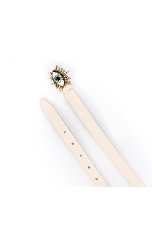 Kurt Geiger London Evil Eye Leather Belt In Neutral