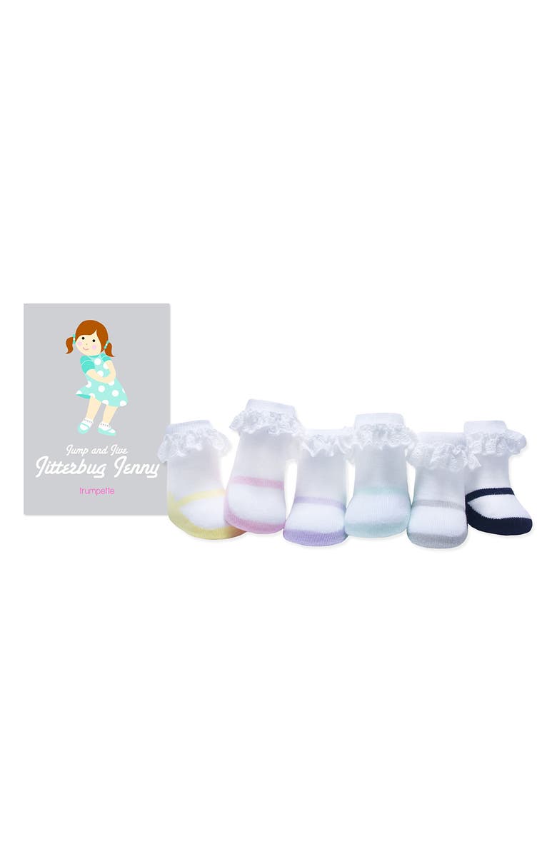 Trumpette Jump & Jive Jitterbug Jenny Assorted 6-Pack Socks, Main, color, Asst Pastel