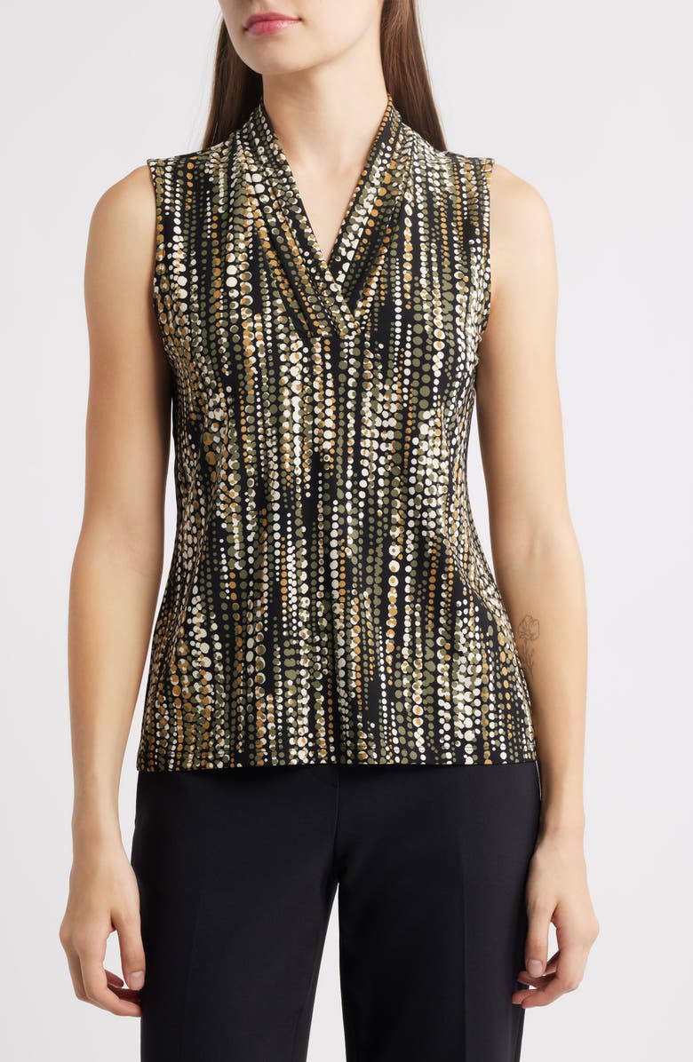 Anne Klein Printed Triple Pleat Sleeveless Top, Alternate, color, 