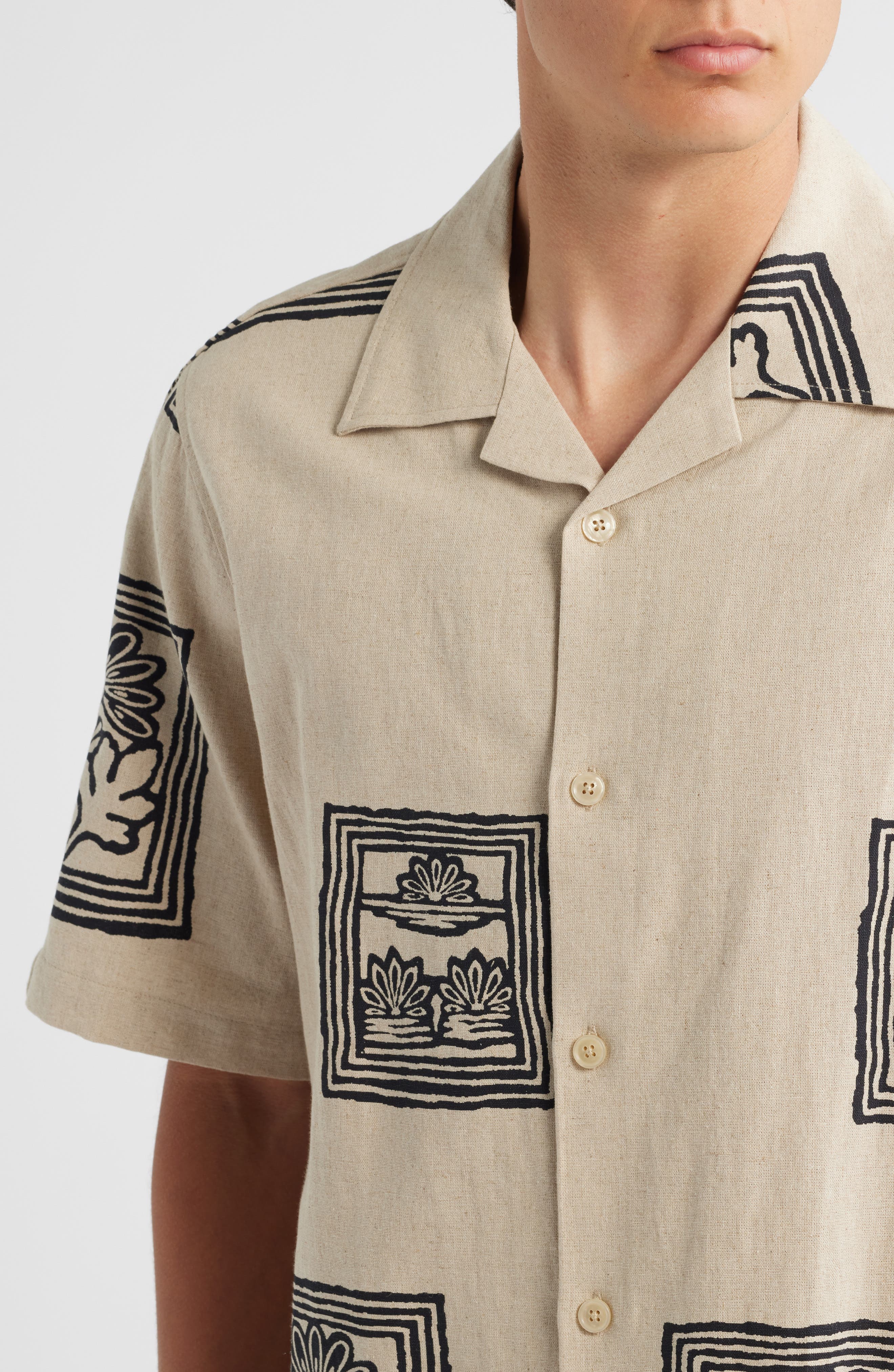 Ole 5396 Print Linen & Organic Cotton Camp Shirt