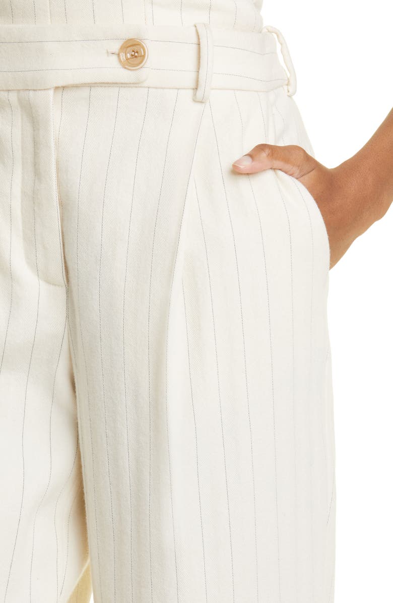 Zimmermann Luminosity Pinstripe Wool & Cotton Pleated Pants, Alternate, color, 