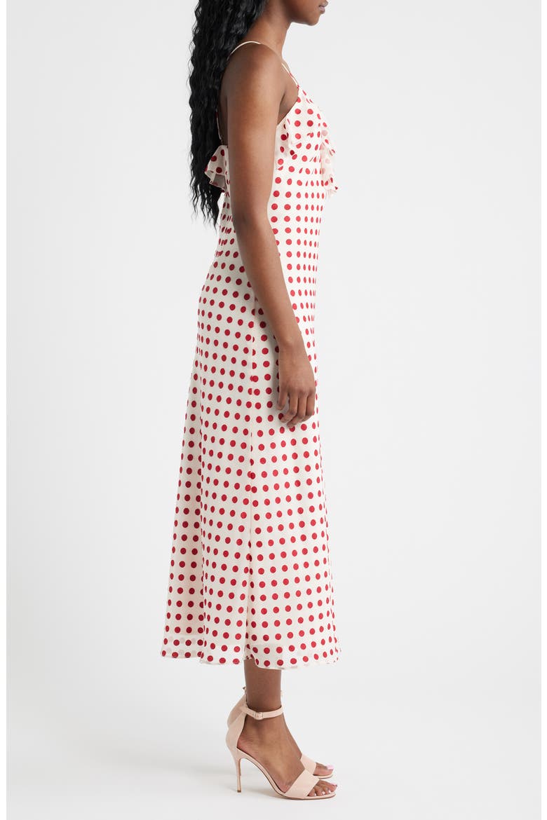 Greer Ruffle Detail Polka Dot Slip Dress, Alternate, color, CREAM RED