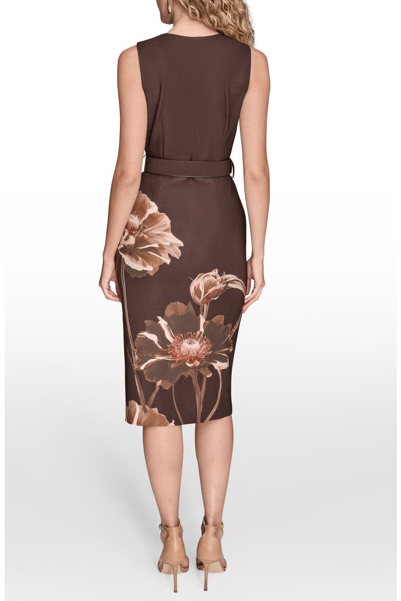 Belted Sleeveless Floral Sheath Dress, Alternate, color, FAWN MULTI