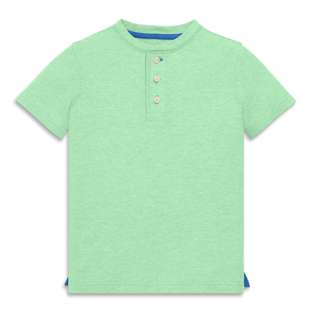 Primary Kids Heathered Henley Tee In Clover