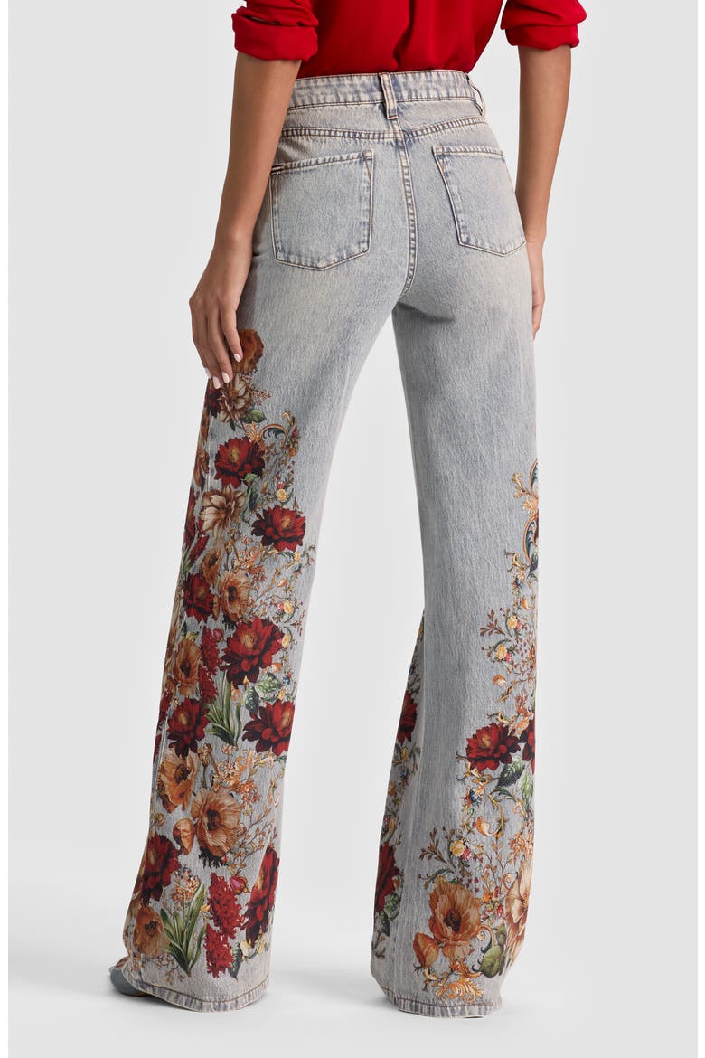 Chic High Waist Floral Embroidered Straight Leg Jeans, Alternate, color, RCKT FLRRD