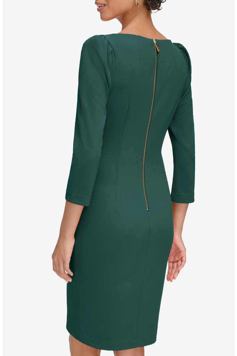 Scuba Crepe Three-Quarter Sleeve Sheath Dress, Alternate, color, MALACHITE