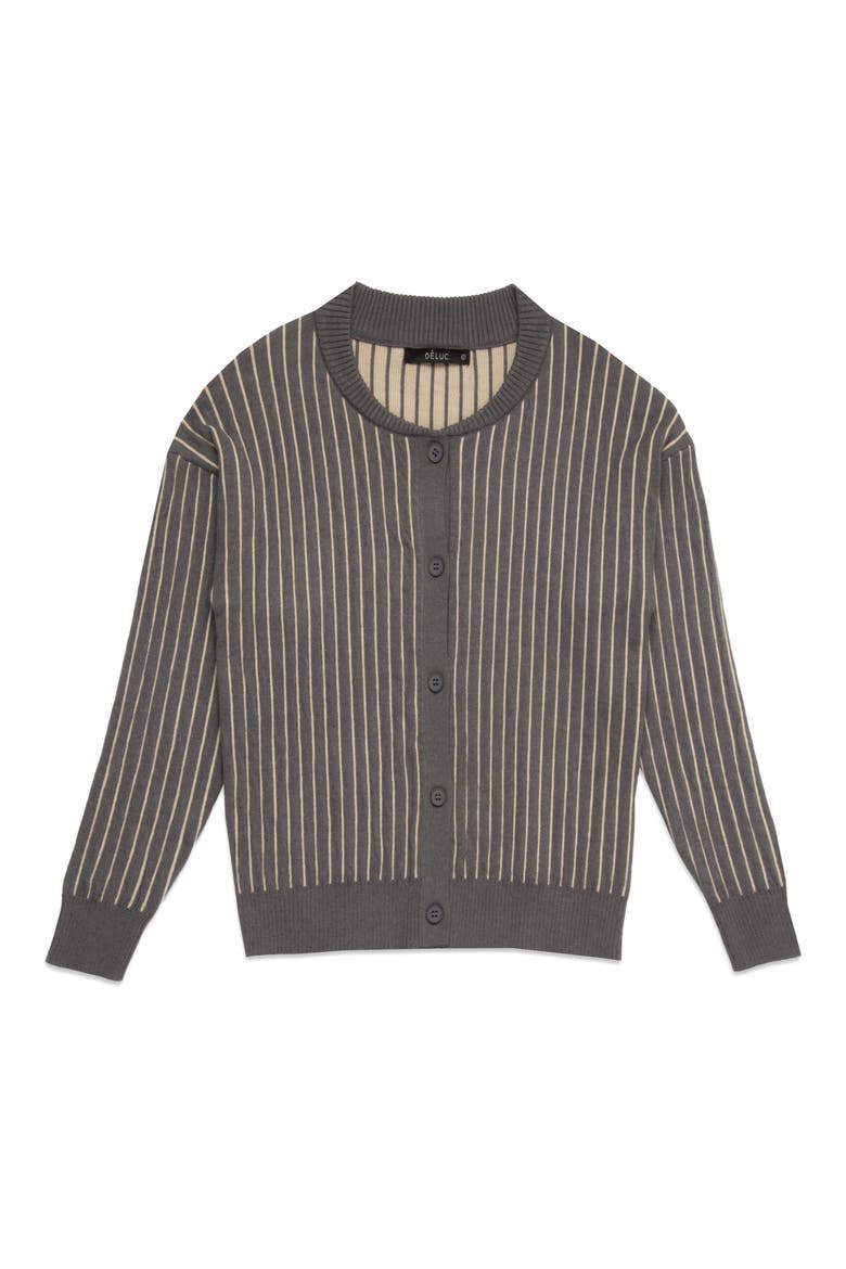 Moe Stripe Cardigan, Alternate, color, GREY MELANGE WITH ECRU
