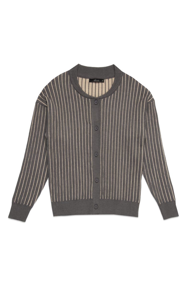 DELUC Moe Stripe Cardigan, Alternate, color, Grey Melange With Ecru