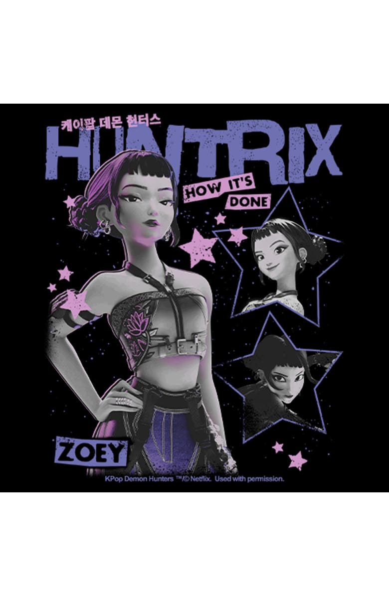 KPop Demon Hunters Girl's KPop Demon Hunters Show How It's Done Zoey Stars Graphic T-Shirt, Alternate, color, Black