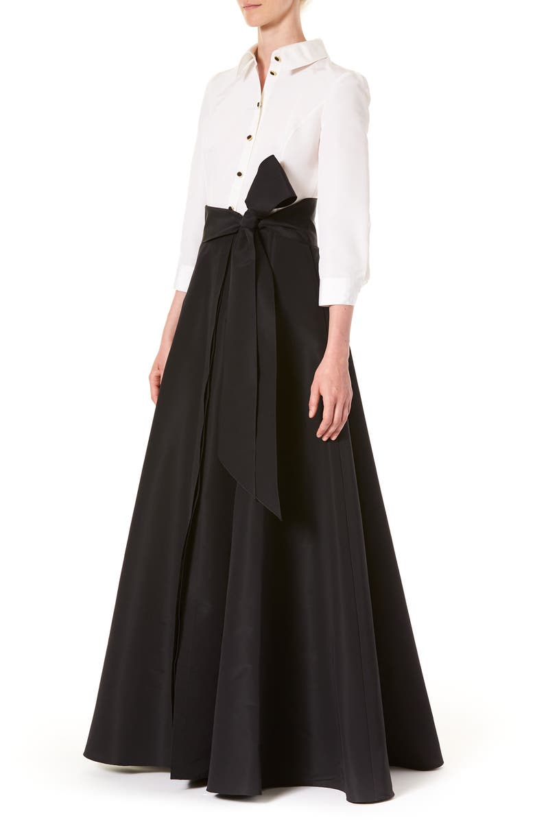 Carolina Herrera Icon Two-Tone Taffeta Trench Gown, Alternate, color, 