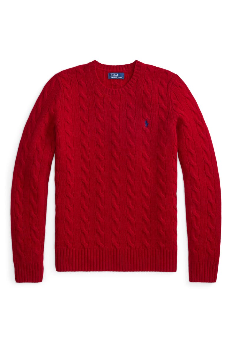 Cable Knit Wool & Cashmere Sweater, Alternate, color, UNVRSTY RD
