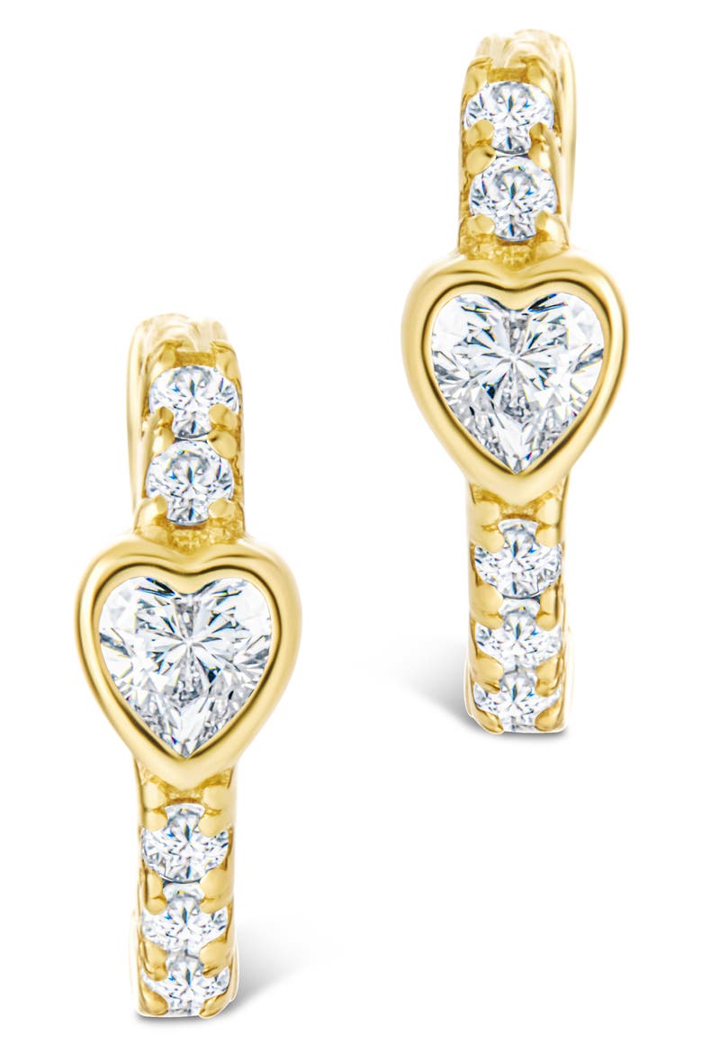 Heart Bezel Hoop Earrings, Alternate, color, GOLD