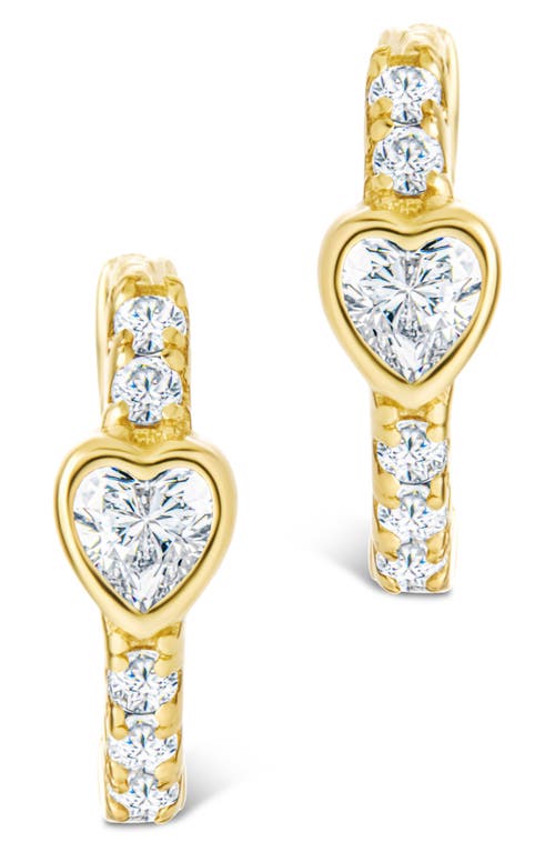 Sterling Forever Heart Bezel Hoop Earrings In Gold